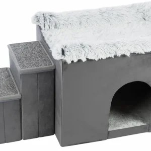 Schnäppchen Trixie Höhle Harvey mit Treppe 135 x 47 x 50 cm grau/schwarz